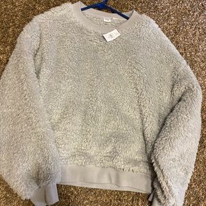 Gap gray sherpa pullover sweater